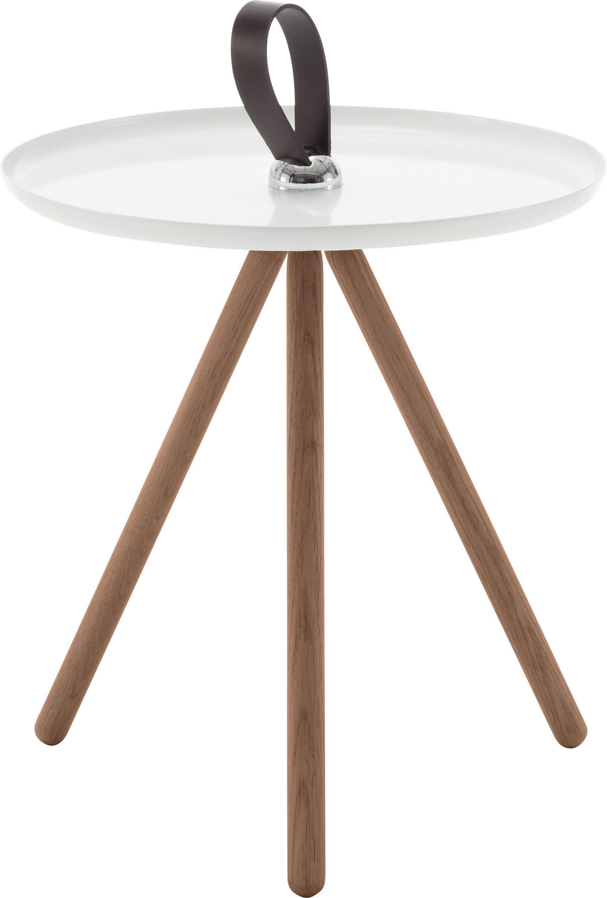 BEISTELLTISCH 40/40/45 cm Nussbaum massiv Weiß, Nussbaumfarben rund  - Dunkelbraun/Nussbaumfarben, Design, Holz/Metall (40/40/45cm) - Rolf Benz