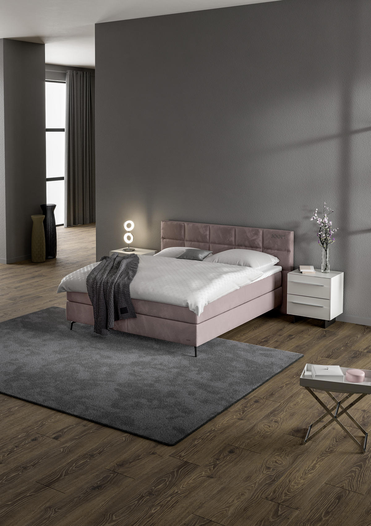 BOXSPRINGBETT 160/200 cm  in Rosa  - Schwarz/Rosa, Design, Textil/Metall (160/200cm) - Joop!