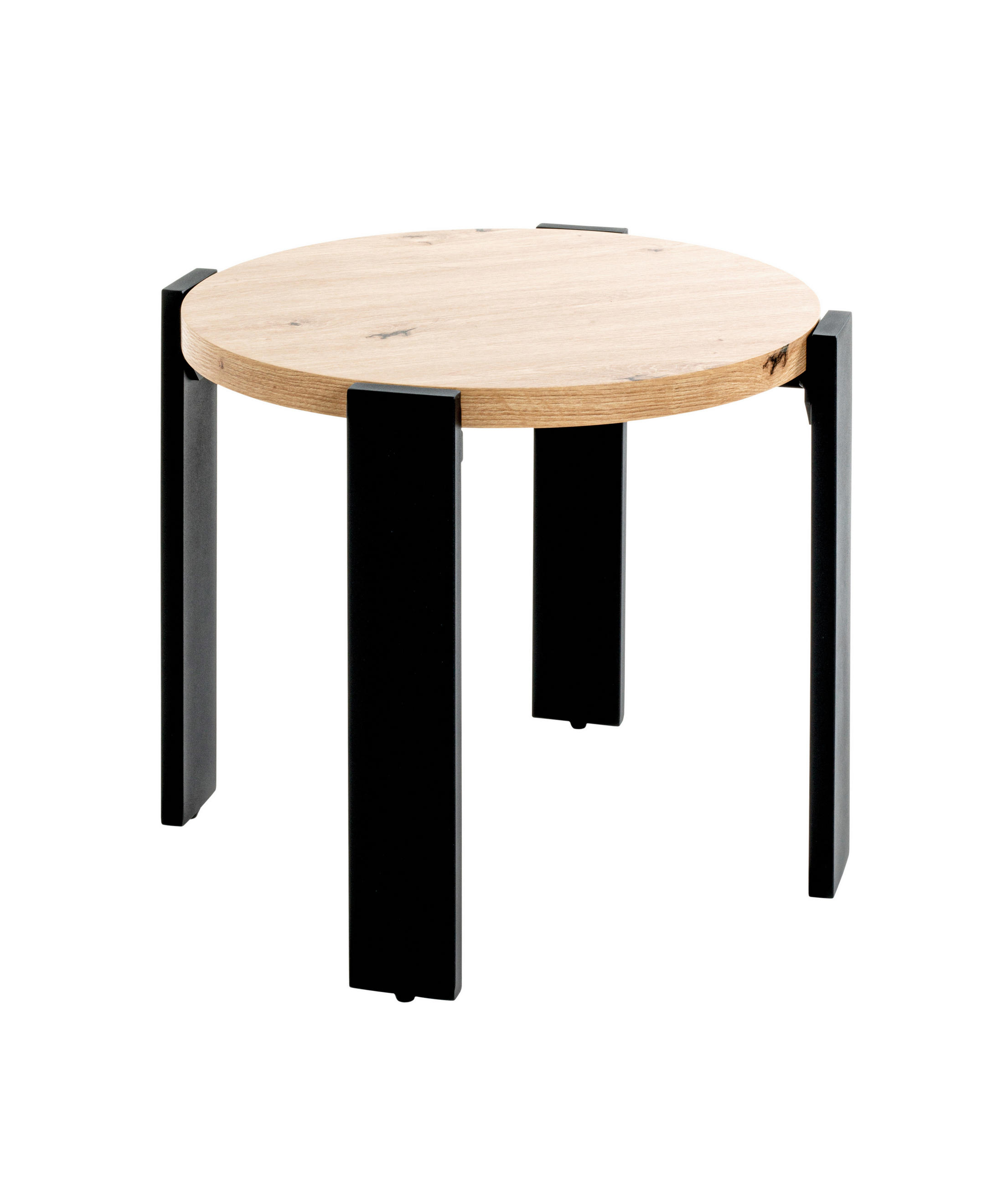 BEISTELLTISCH 50/50/46 cm Eichefarben rund  - Eichefarben/Schwarz, Trend, Holzwerkstoff/Metall (50/50/46cm)