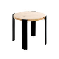 BEISTELLTISCH 50/50/46 cm Eichefarben rund  - Eichefarben/Schwarz, Trend, Holzwerkstoff/Metall (50/50/46cm)