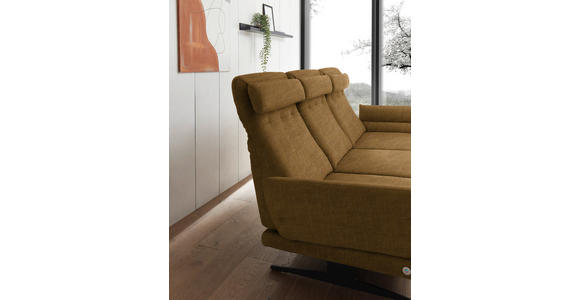 ECKSOFA  in Flachgewebe Goldfarben  279-327/176-217 cm  - Goldfarben/Schwarz, Design, Textil/Metall (279-327/176-217cm) - Dieter Knoll