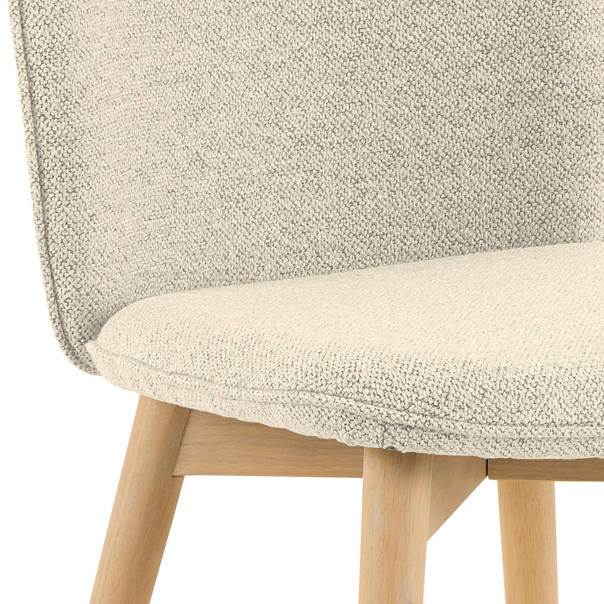 STUHL  in Bouclé  - Eiche Bianco/Creme, Design, Holz/Textil (49/89/56cm) - MID.YOU