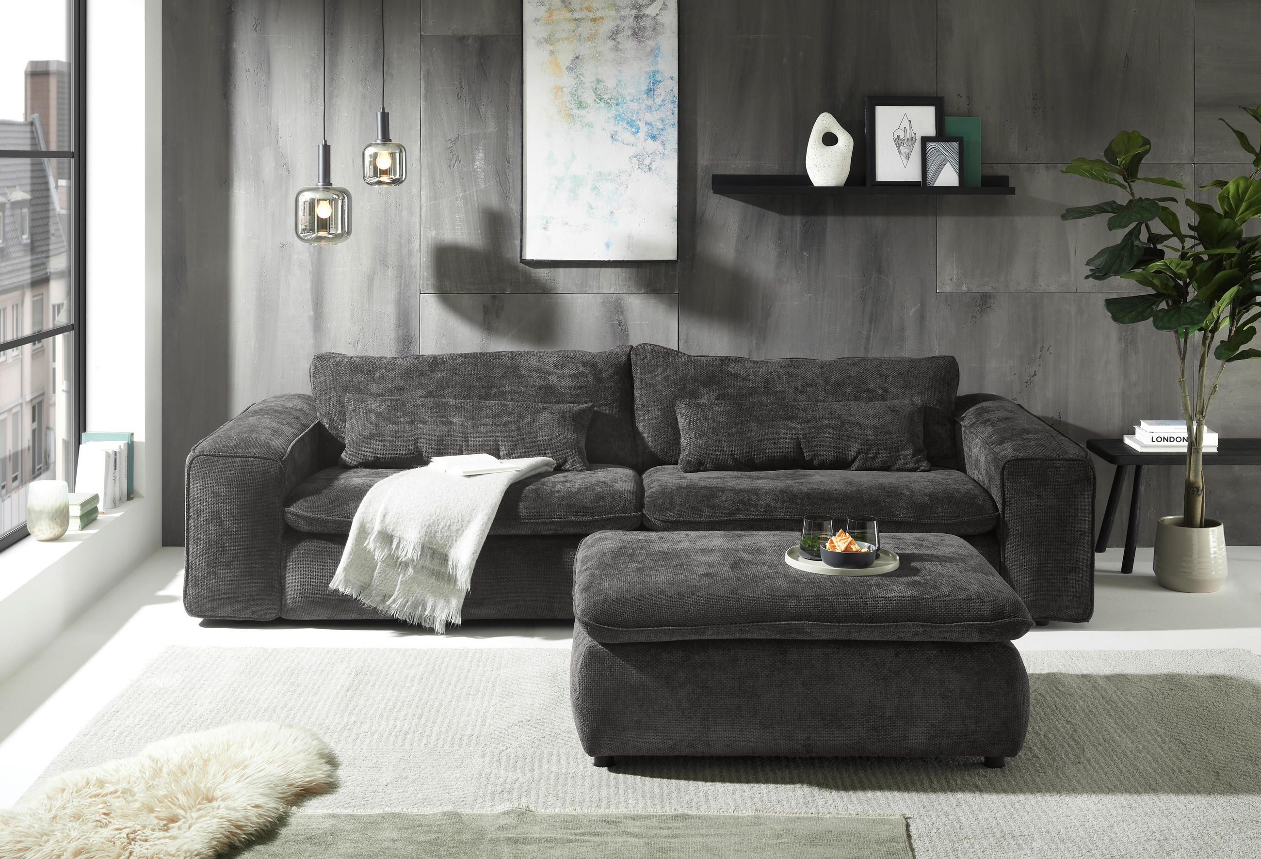 Livetastic Hocker Venice Schwarz 120x47x88 cm