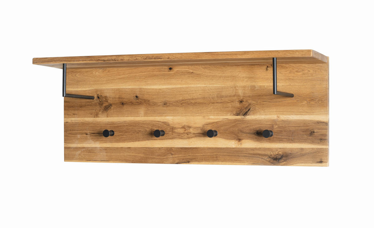 WANDGARDEROBE  in Eiche massiv Schwarz, Eichefarben  - Eichefarben/Schwarz, Basics, Holz/Metall (80/30/20cm)