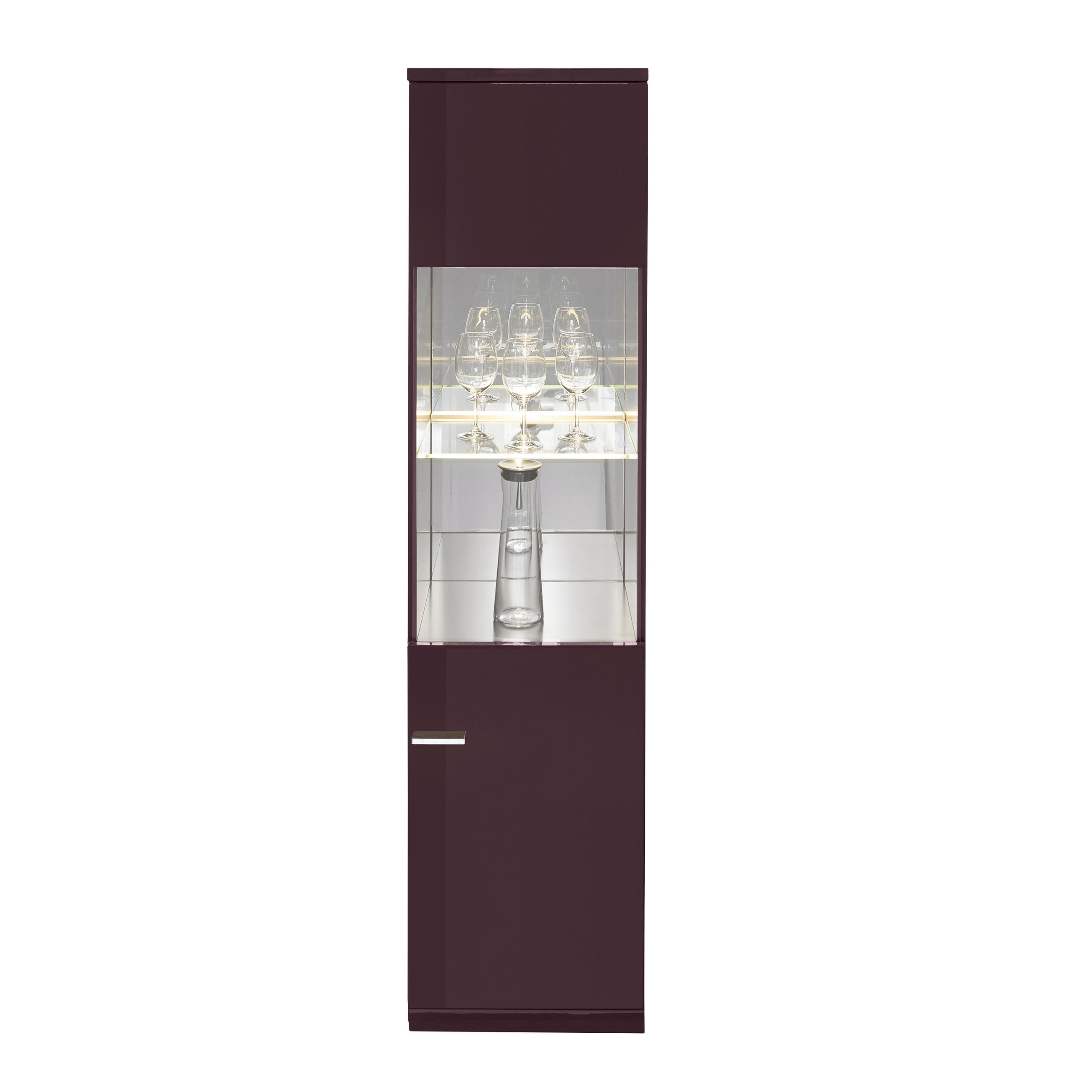 VITRINE in Aubergine  - Chromfarben/Aubergine, Design, Glas/Holzwerkstoff (45/183,1/39,6cm) - Invivus
