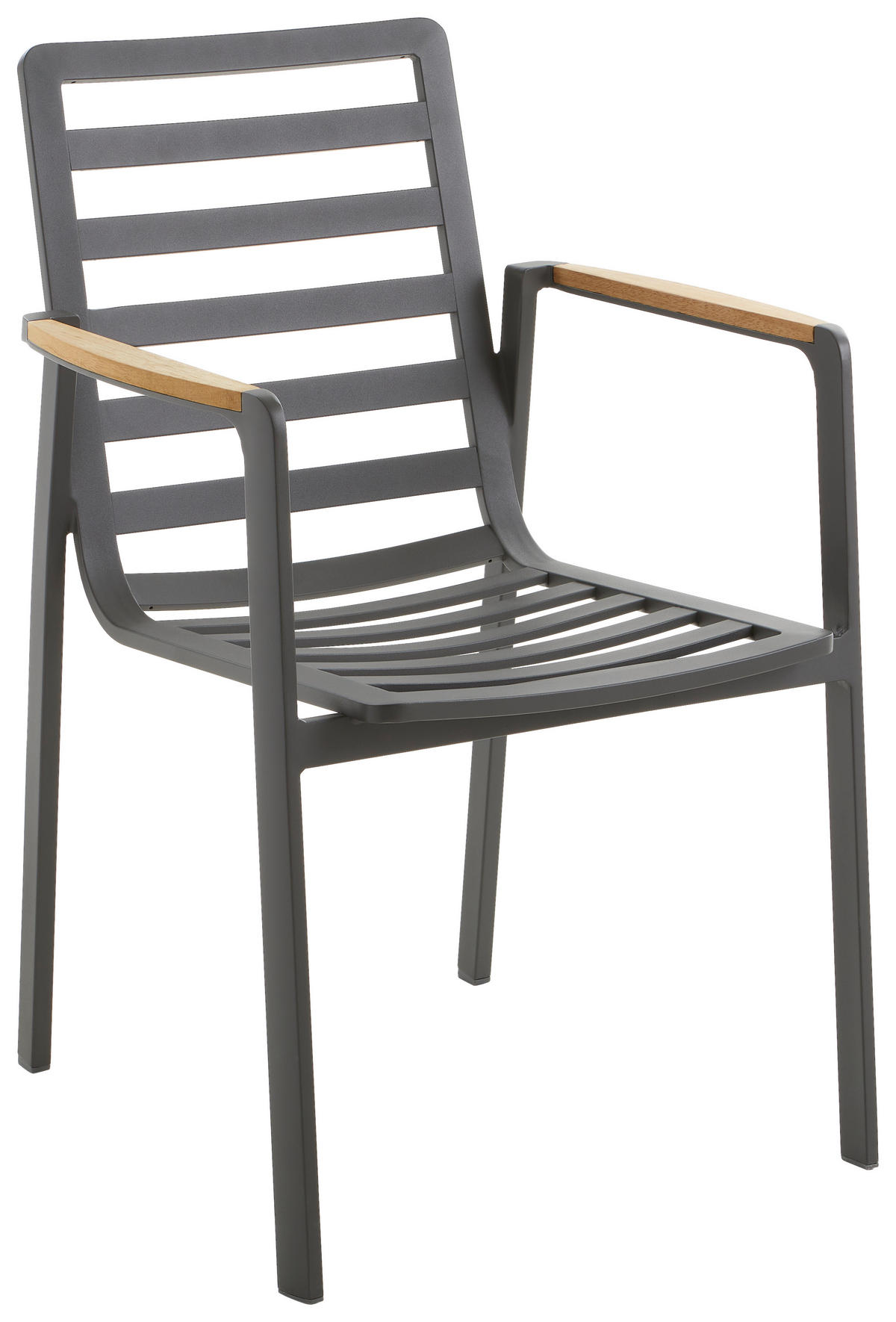 STAPELSESSEL Teakholz Aluminium Anthrazit, Dunkelgrau  - Dunkelgrau/Anthrazit, MODERN, Holz/Textil (63/86,5/59cm) - Amatio