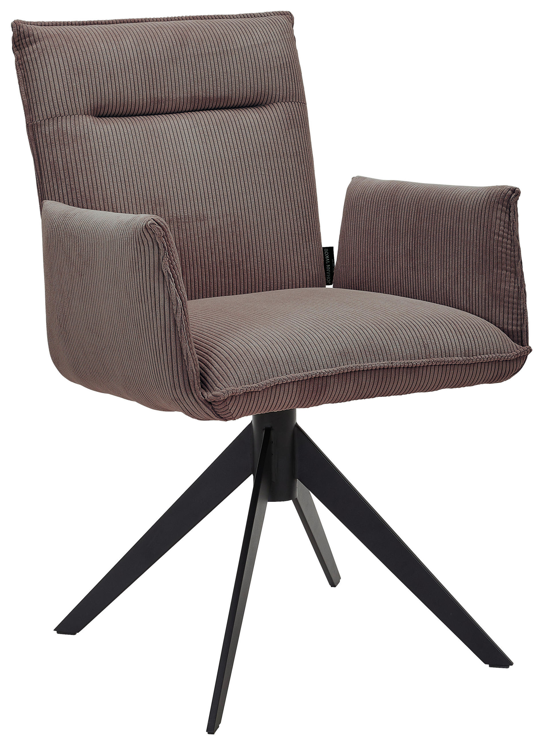 ARMLEHNSTUHL  in Eisen Cord  - Taupe/Schwarz, Design, Textil/Metall (59/87/62cm) - Johann Jakob