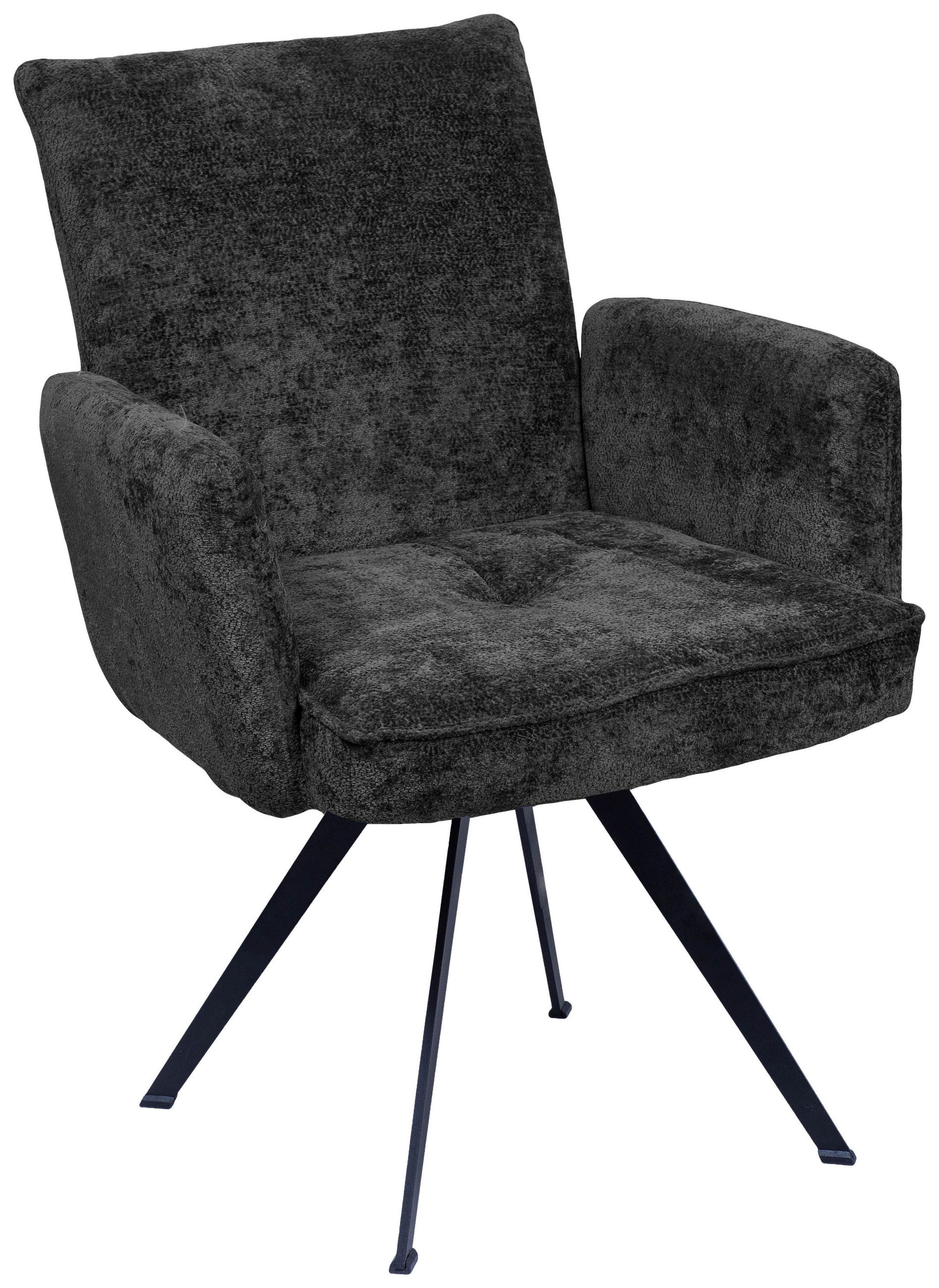 ARMLEHNSTUHL  in Eisen Teddystoff  - Schwarz, Design, Textil/Metall (60/65/71cm) - Welnova