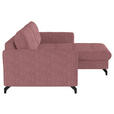 ECKSOFA in Flachgewebe, Leinenoptik Rosa  - Schwarz/Rosa, Design, Textil/Metall (242/170cm) - Xora