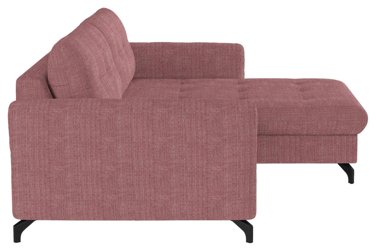 ECKSOFA in Flachgewebe, Leinenoptik Rosa  - Schwarz/Rosa, Design, Textil/Metall (242/170cm) - Xora