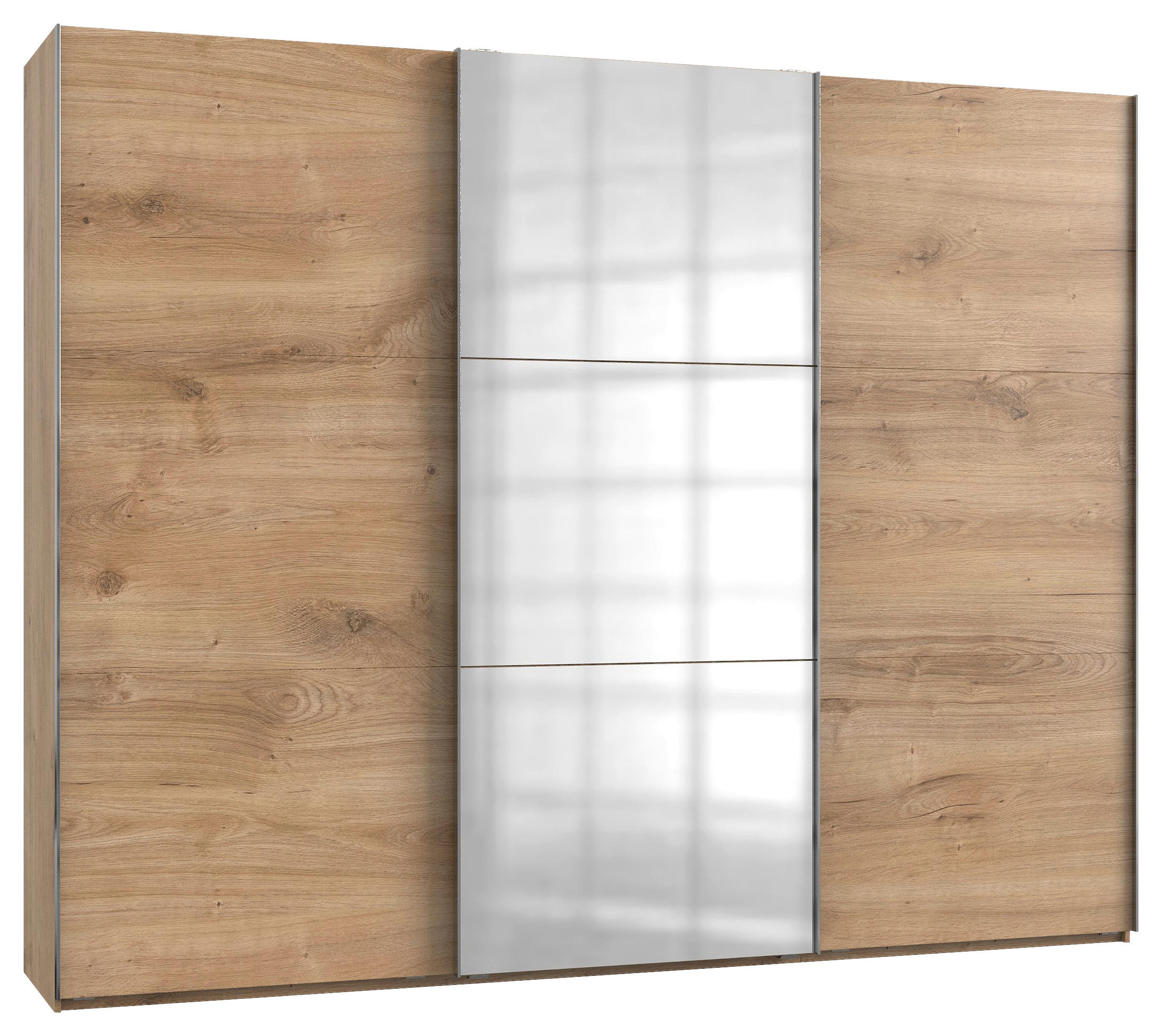 SCHWEBETÜRENSCHRANK 300/236/65 cm 3-türig Eichefarben  - Chromfarben/Eichefarben, MODERN, Holzwerkstoff/Metall (300/236/65cm) - MID.YOU