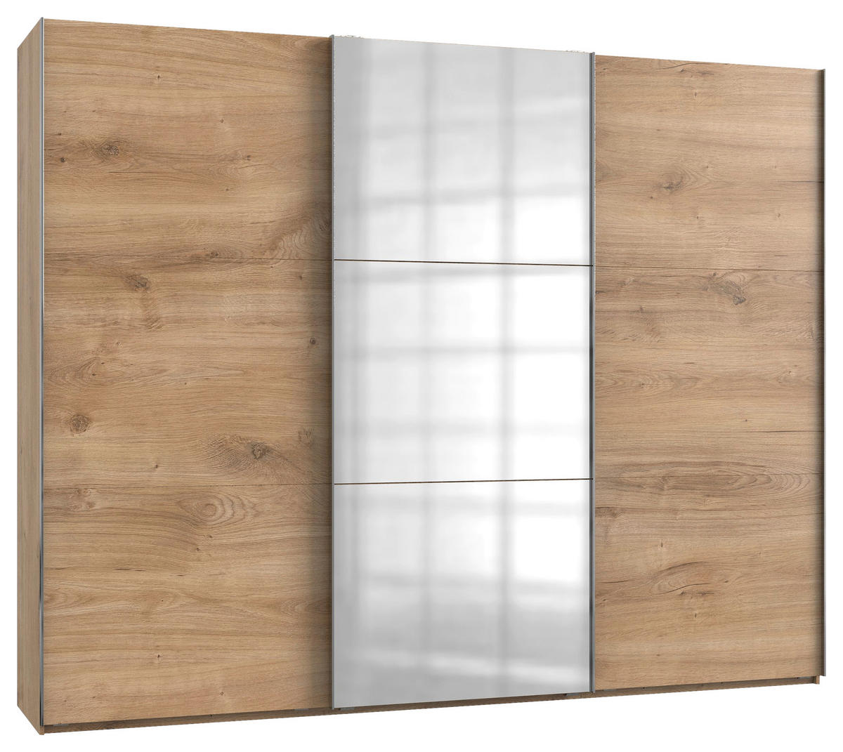 SCHWEBETÜRENSCHRANK  in Eichefarben  - Chromfarben/Eichefarben, MODERN, Holzwerkstoff/Metall (300/236/65cm) - MID.YOU