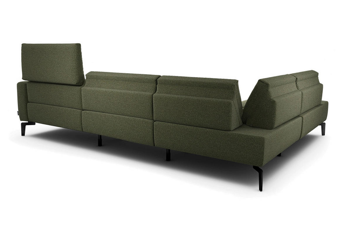 ECKSOFA Cosy Waldgrün Chenille  - Waldgrün/Schwarz, Design, Textil/Metall (213/296cm) - SENSOO