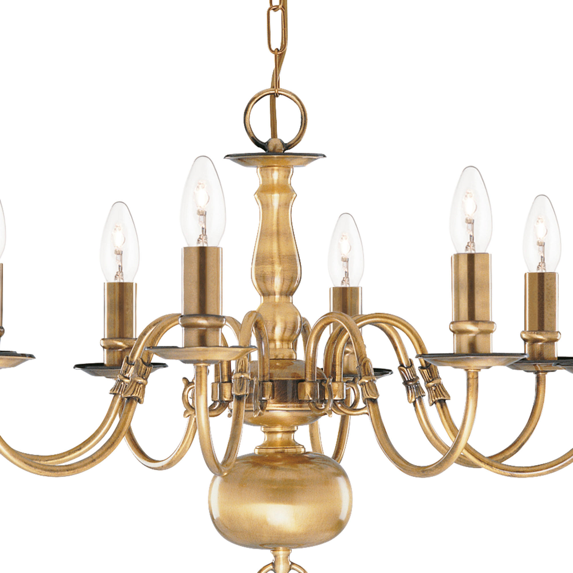 KRONLEUCHTER Flemish 62/108 cm   - Messingfarben, KONVENTIONELL, Metall (62/108cm) - Searchlight