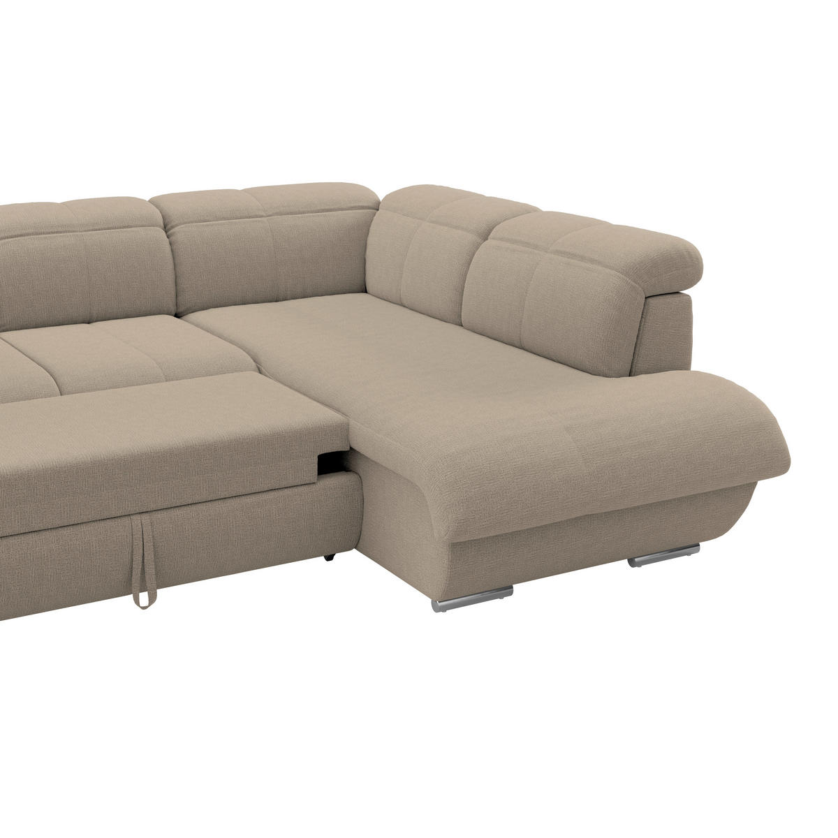 WOHNLANDSCHAFT MULTI Braun Chenille  - Chromfarben/Braun, MODERN, Textil/Metall (184/345/228cm) - Livetastic