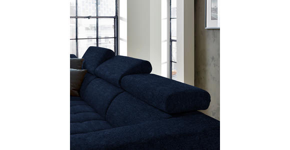 ECKSOFA in Mikrofaser Dunkelblau  207/301 cm  - Schwarz/Dunkelblau, Design, Textil/Metall (207/301cm) - Xora