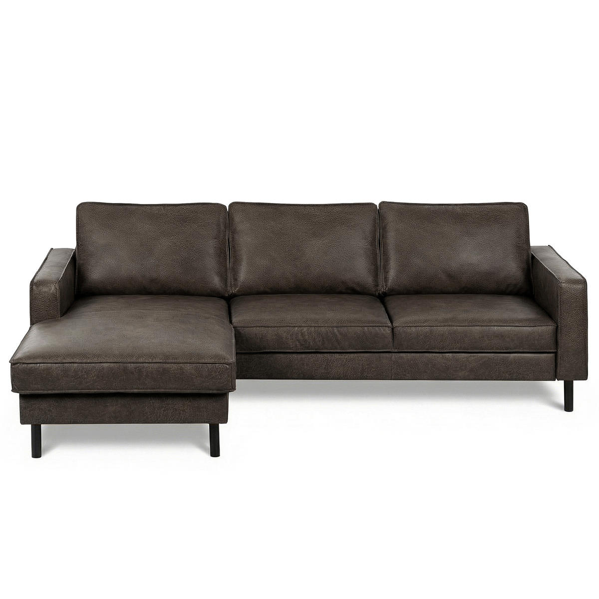ECKSOFA  in Echtleder Fango Rücken echt  166/238 cm  - Fango/Schwarz, Design, Leder/Metall (166/238cm) - Livetastic