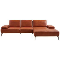 ECKSOFA in Echtleder Cognac  - Cognac/Bronzefarben, Design, Leder/Holz (314/176cm) - Valnatura