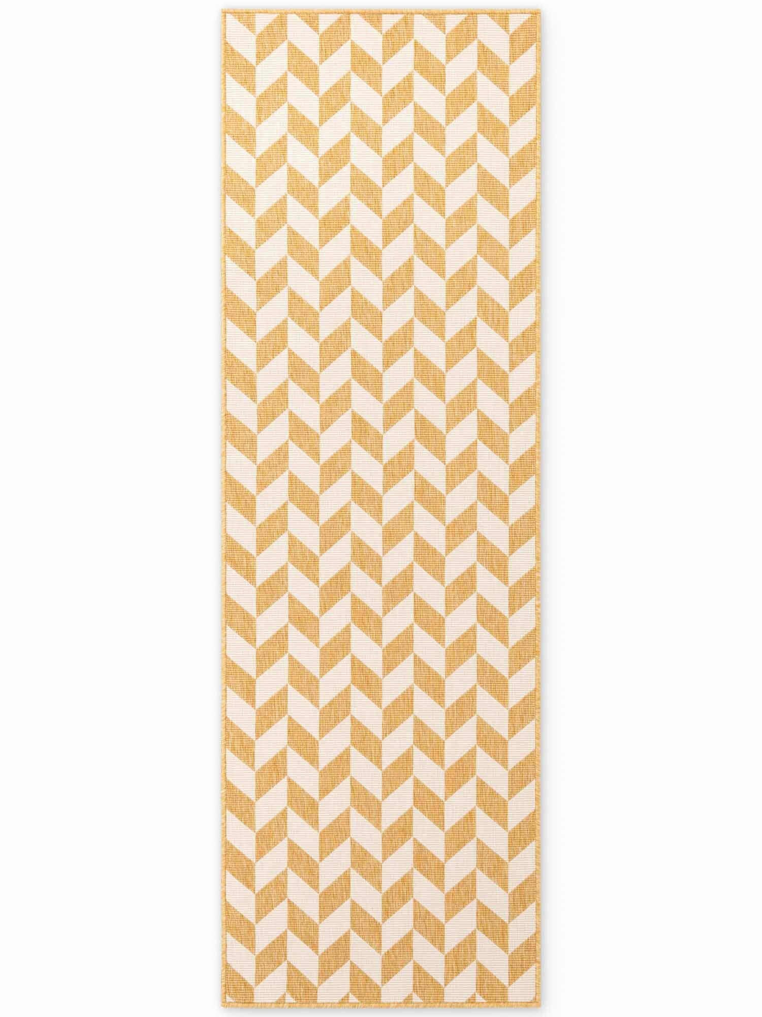 FLACHWEBETEPPICH 80/200 cm Haringey Weiß, Dunkelgelb  - Dunkelgelb/Weiß, Design, Kunststoff (80/200cm)