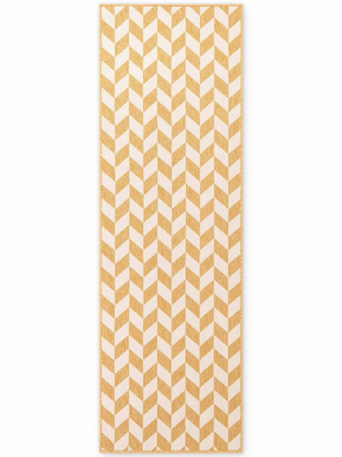 FLACHWEBETEPPICH 80/200 cm Haringey Weiß, Dunkelgelb  - Dunkelgelb/Weiß, Design, Kunststoff (80/200cm)