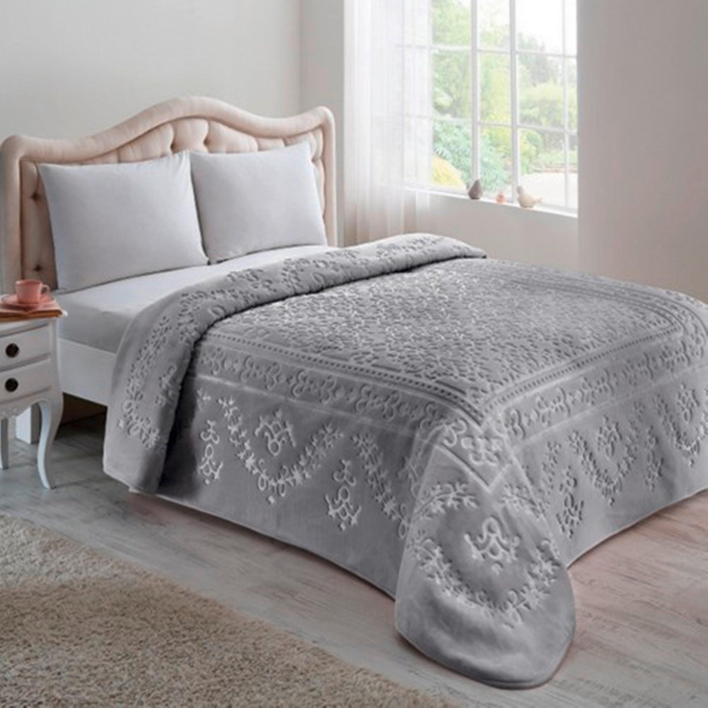 PĂTURĂ 220/240 cm  - gri, Basics, textil (220/240cm)