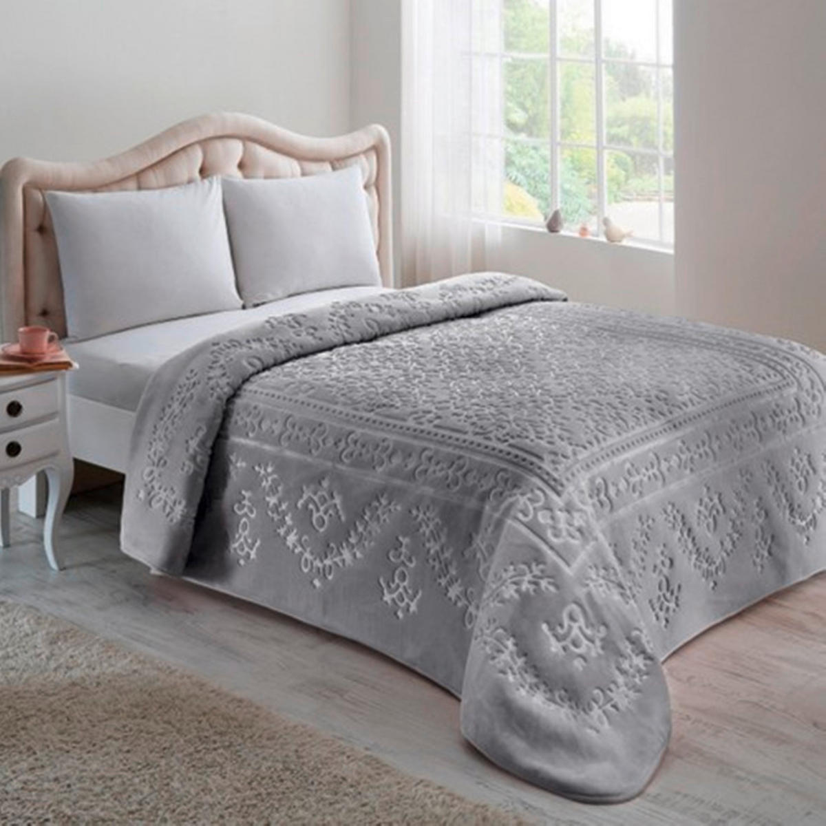 PĂTURĂ 220/240 cm  - gri, Basics, textil (220/240cm)