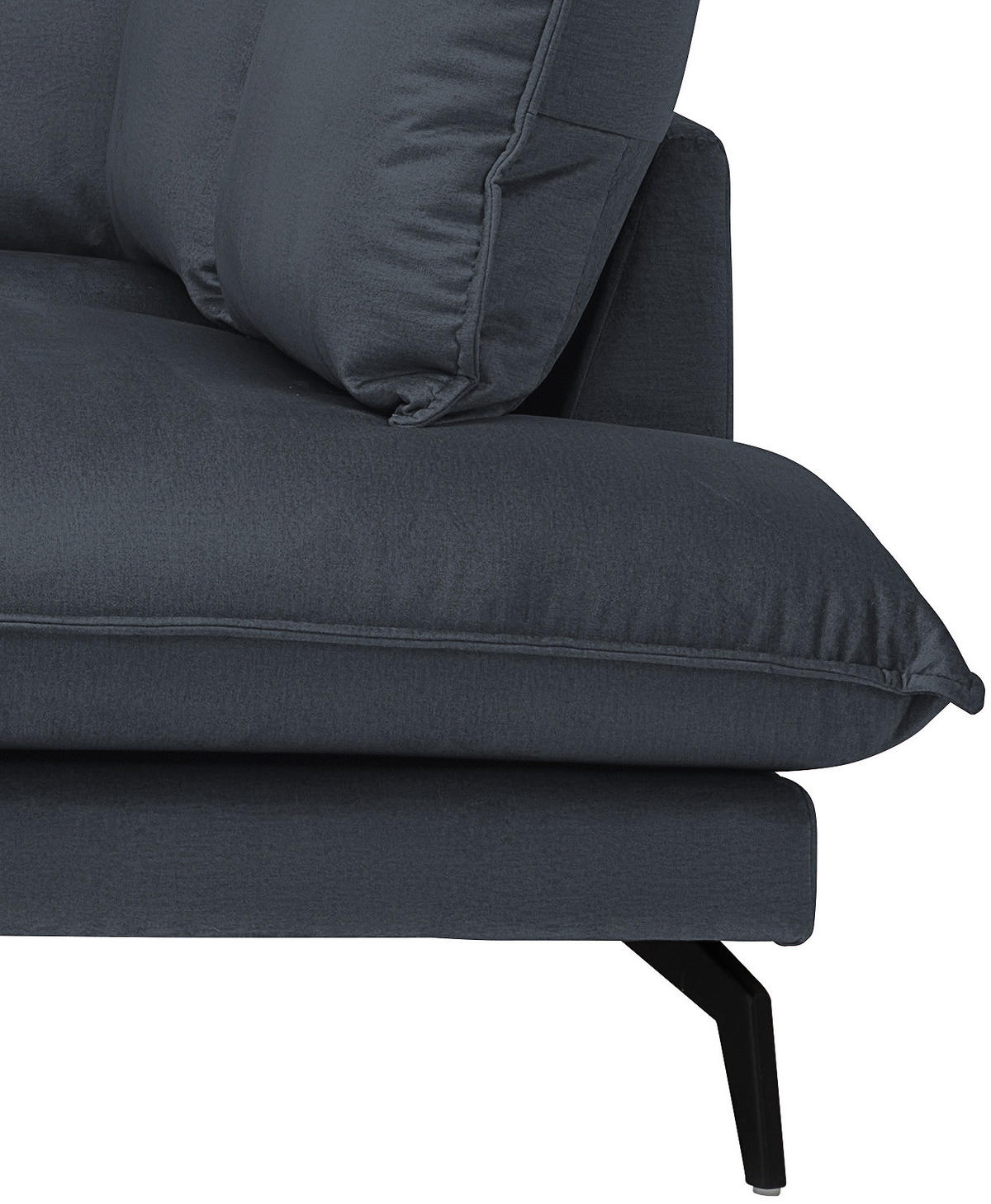 ECKSOFA in Samt Anthrazit  241/200 cm  - Anthrazit/Schwarz, Design, Textil/Metall (241/200cm) - Carryhome