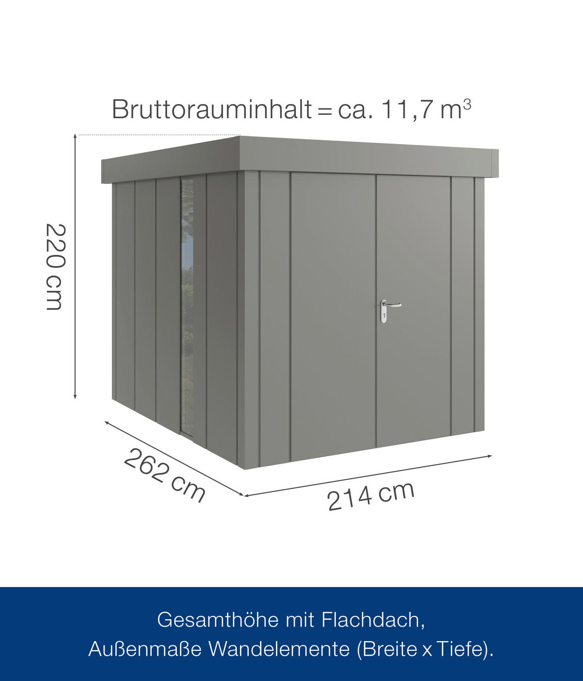 GERÄTEHAUS 229/220/277 cm  - Alufarben, Basics, Metall (229/220/277cm)
