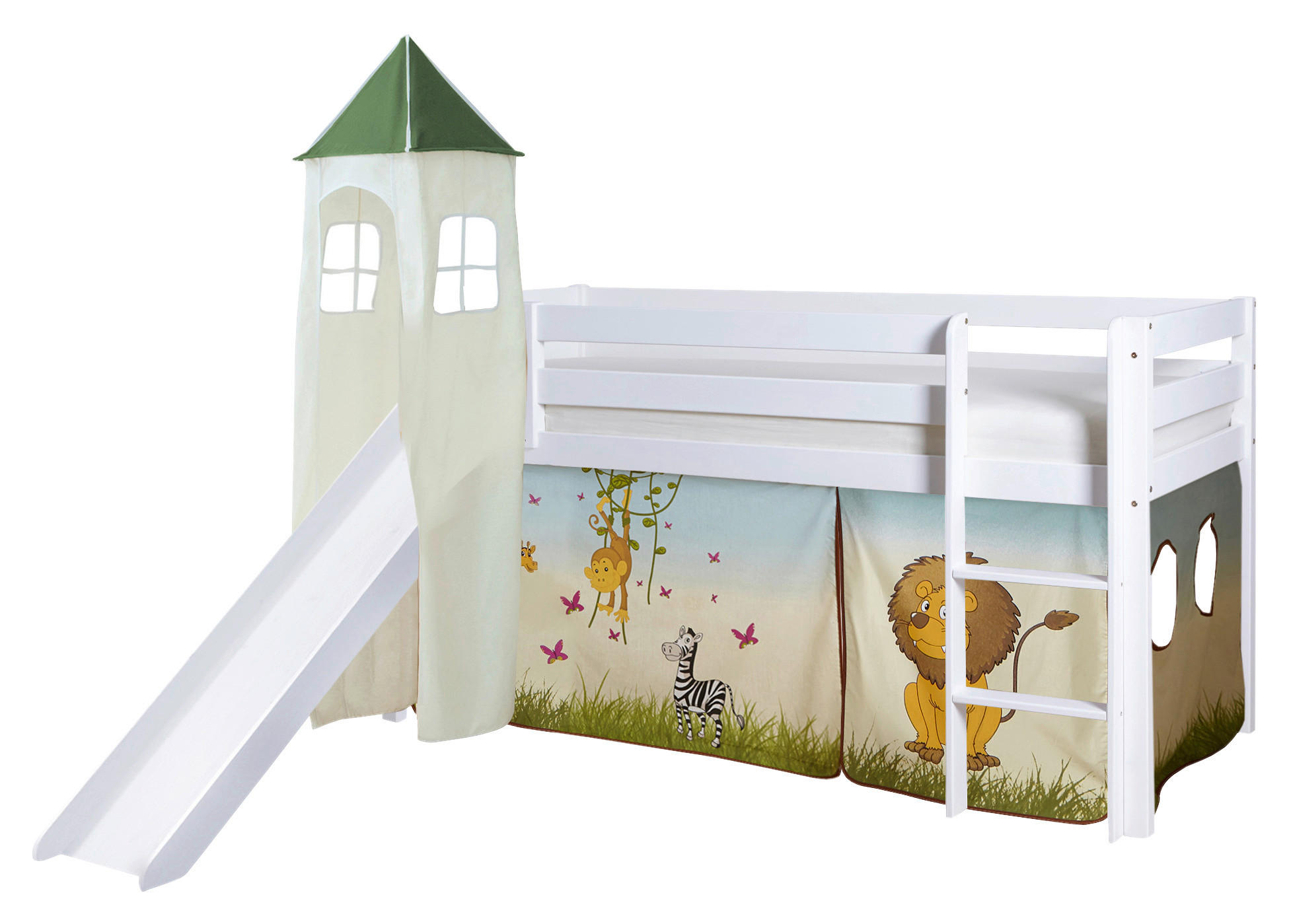 Spielbett Kasper Multicolor Kiefer Massiv 90 cm Leiter