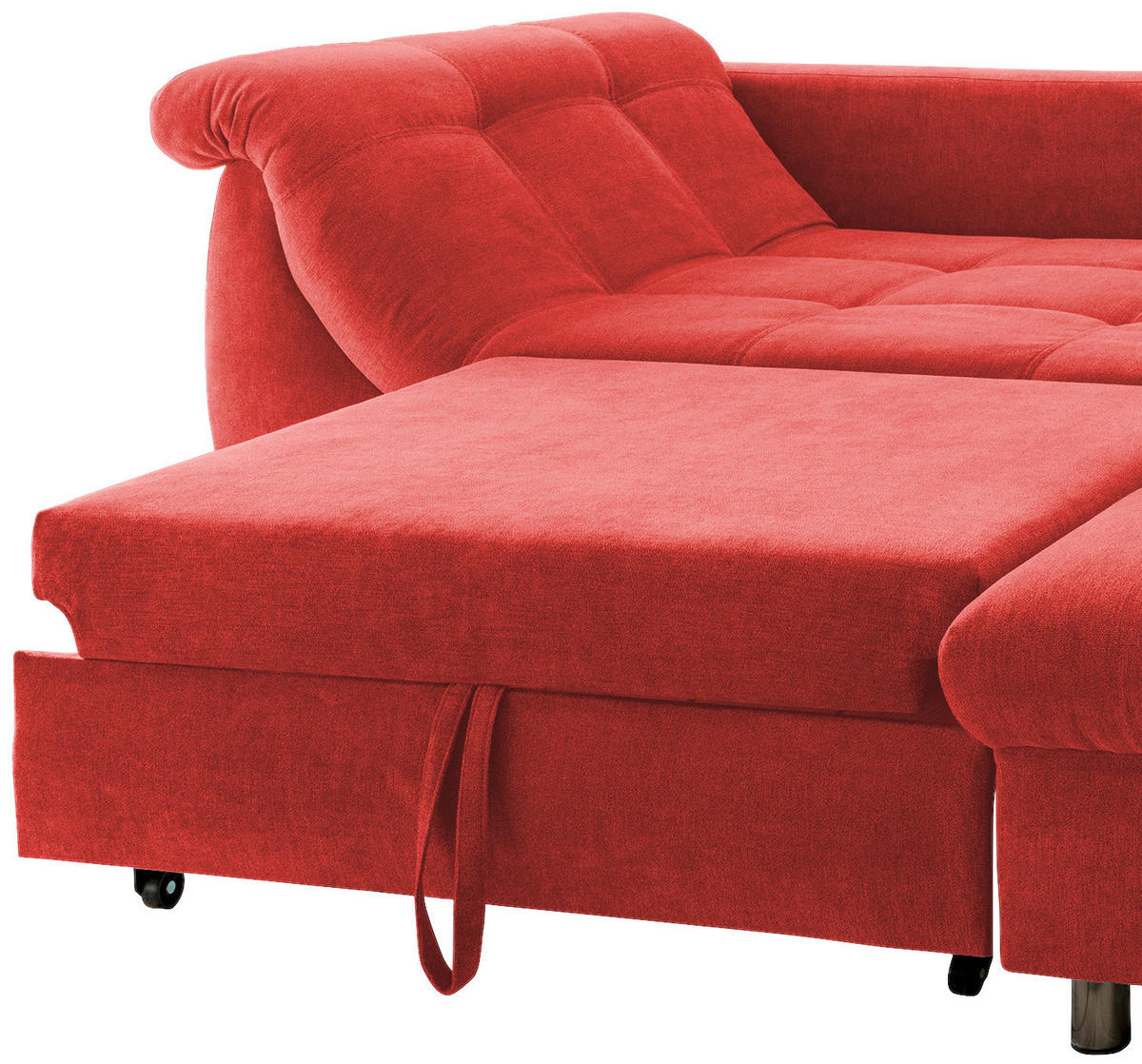 ECKSOFA Rot Mikrofaser  - Chromfarben/Rot, Design, Kunststoff/Textil (250/190cm) - Livetastic
