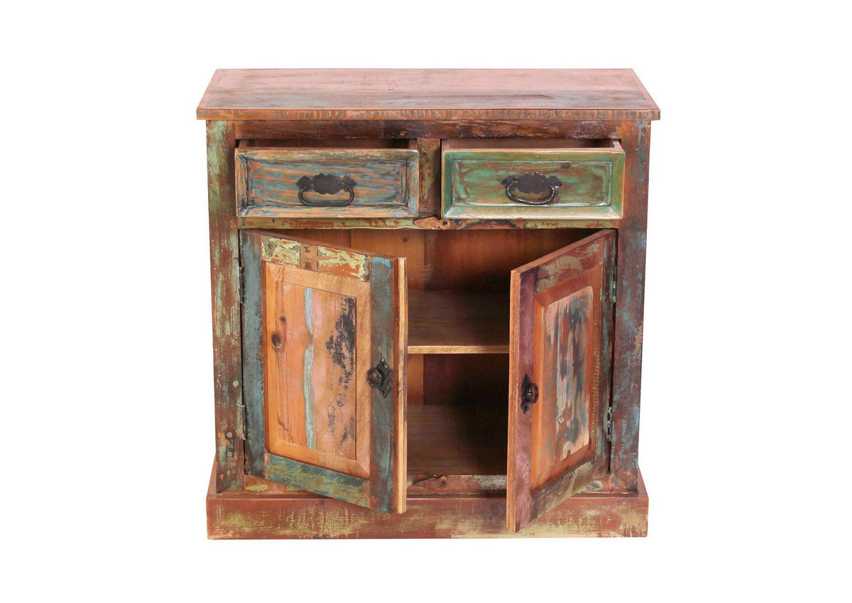 KOMMODE , 80/40/80 cm, 2 Schublade(n)  - Multicolor/Schwarz, Design, Holz/Metall (80/40/80cm) - MID.YOU