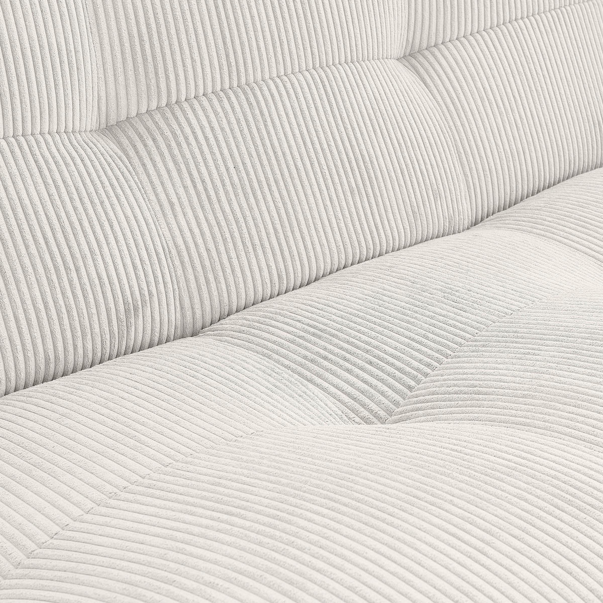 ECKSOFA in Cord, Lederlook Creme, Weiss  - Weiss/Creme, Trend, Textil (185/315cm) - Livetastic