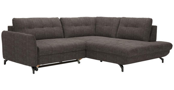 ECKSOFA in Flachgewebe, Leinenoptik Braun  - Schwarz/Braun, Design, Textil/Metall (247/208cm) - Xora