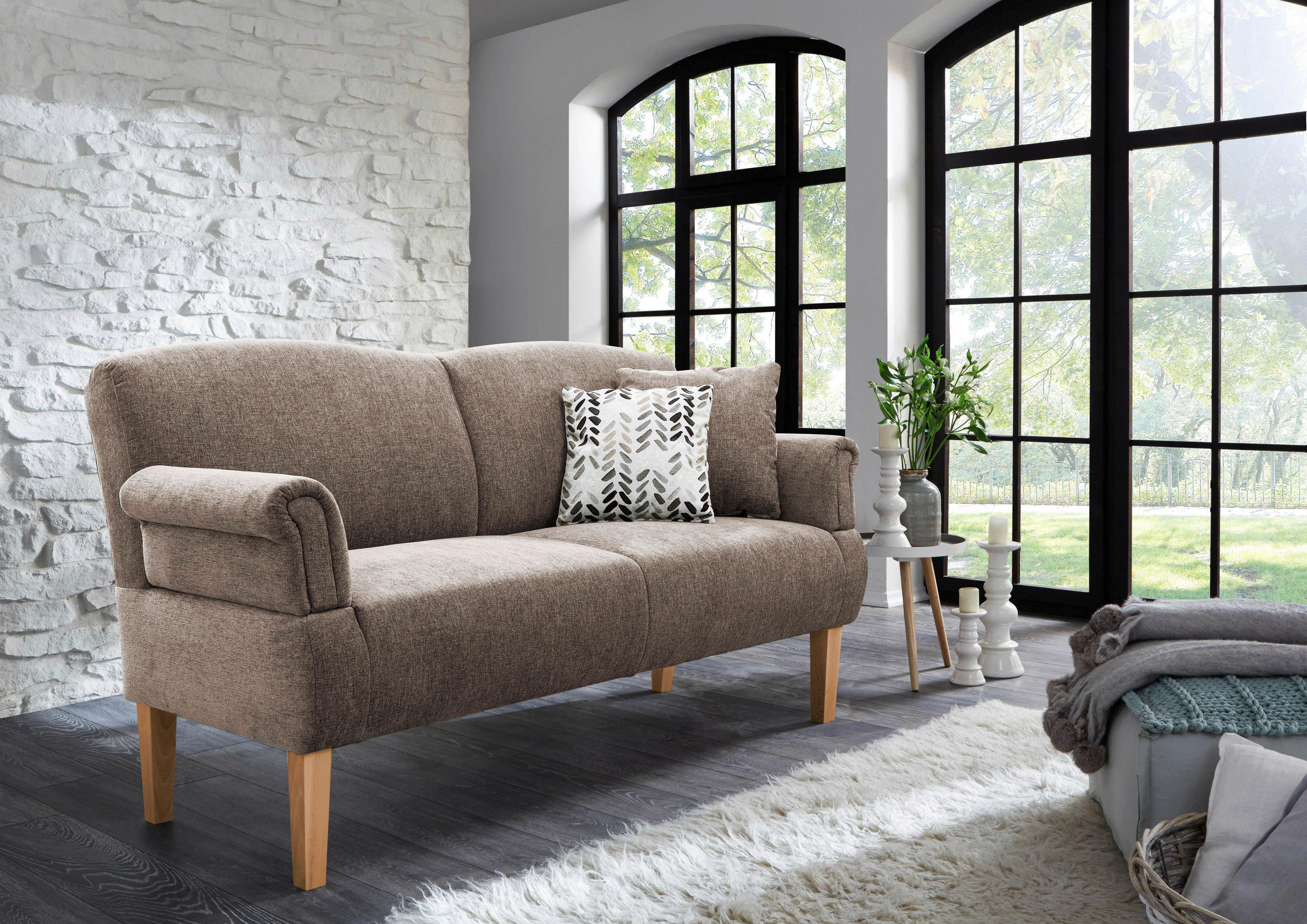 KÜCHENSOFA  - Naturfarben/Braun, ROMANTIK / LANDHAUS, Holz/Textil (181/98/81cm) - Cantus