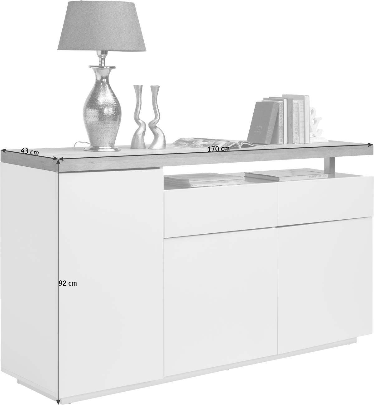 SIDEBOARD  in 170/92/43 cm  - Eichefarben/Weiß, Design, Holz/Holzwerkstoff (170/92/43cm) - Novel