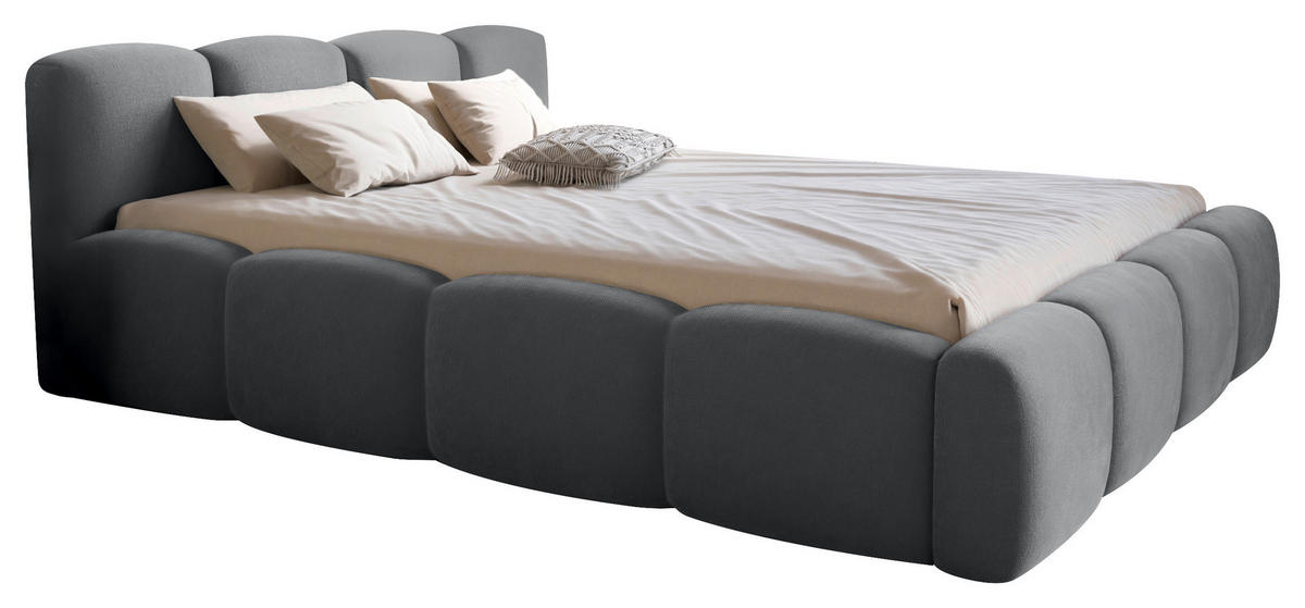 ČALOUNĚNÁ POSTEL, 180/200 cm, tmavě šedá - černá/tmavě šedá, Design, kov/dřevo (180/200cm) - Carryhome
