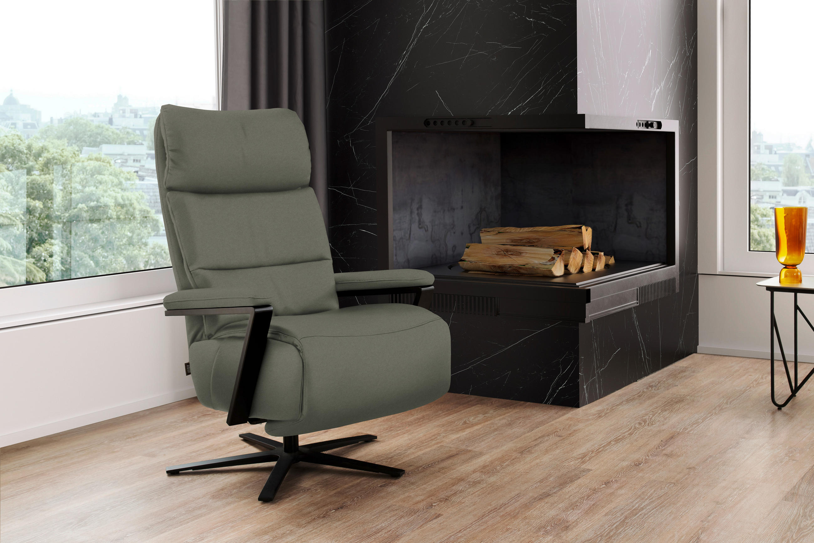 FERNSEHSESSEL  mit Relaxfunktion Echtleder Grau  - Schwarz/Grau, Design, Leder/Metall (74/111/85cm) - Schöner Wohnen