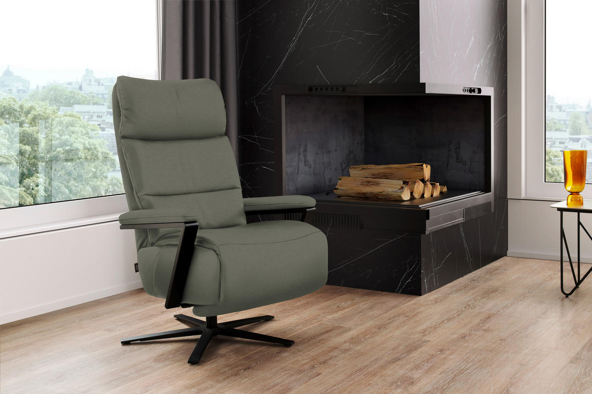 FERNSEHSESSEL  mit Relaxfunktion Echtleder Grau  - Schwarz/Grau, Design, Leder/Metall (74/111/85cm) - Schöner Wohnen