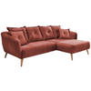 ECKSOFA  in Velours Koralle  277/162 cm  - Koralle/Buchefarben, MODERN, Holz/Textil (277/162cm) - Livetastic