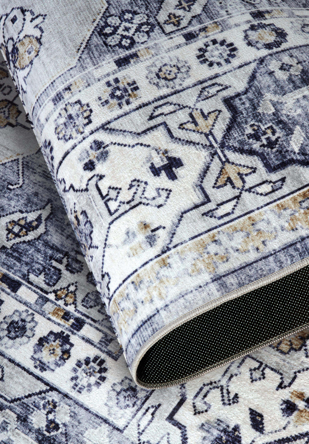 VINTAGE-TEPPICH 200/290 cm Asya Dunkelblau, Goldfarben  - Goldfarben/Dunkelblau, Design, Kunststoff (200/290cm) - Hanse Home