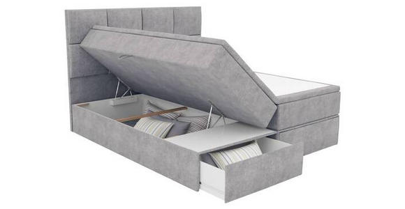 BOXBETT 140/200 cm  in Hellgrau  - Hellgrau/Schwarz, KONVENTIONELL, Kunststoff/Textil (140/200cm) - Carryhome