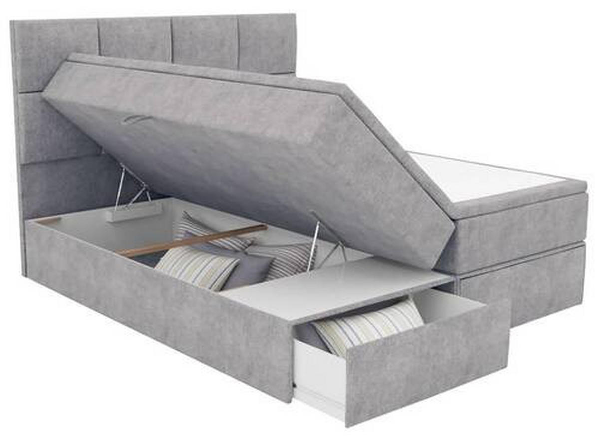 BOXBETT 140/200 cm  in Hellgrau  - Hellgrau/Schwarz, Konventionell, Kunststoff/Textil (140/200cm) - Carryhome