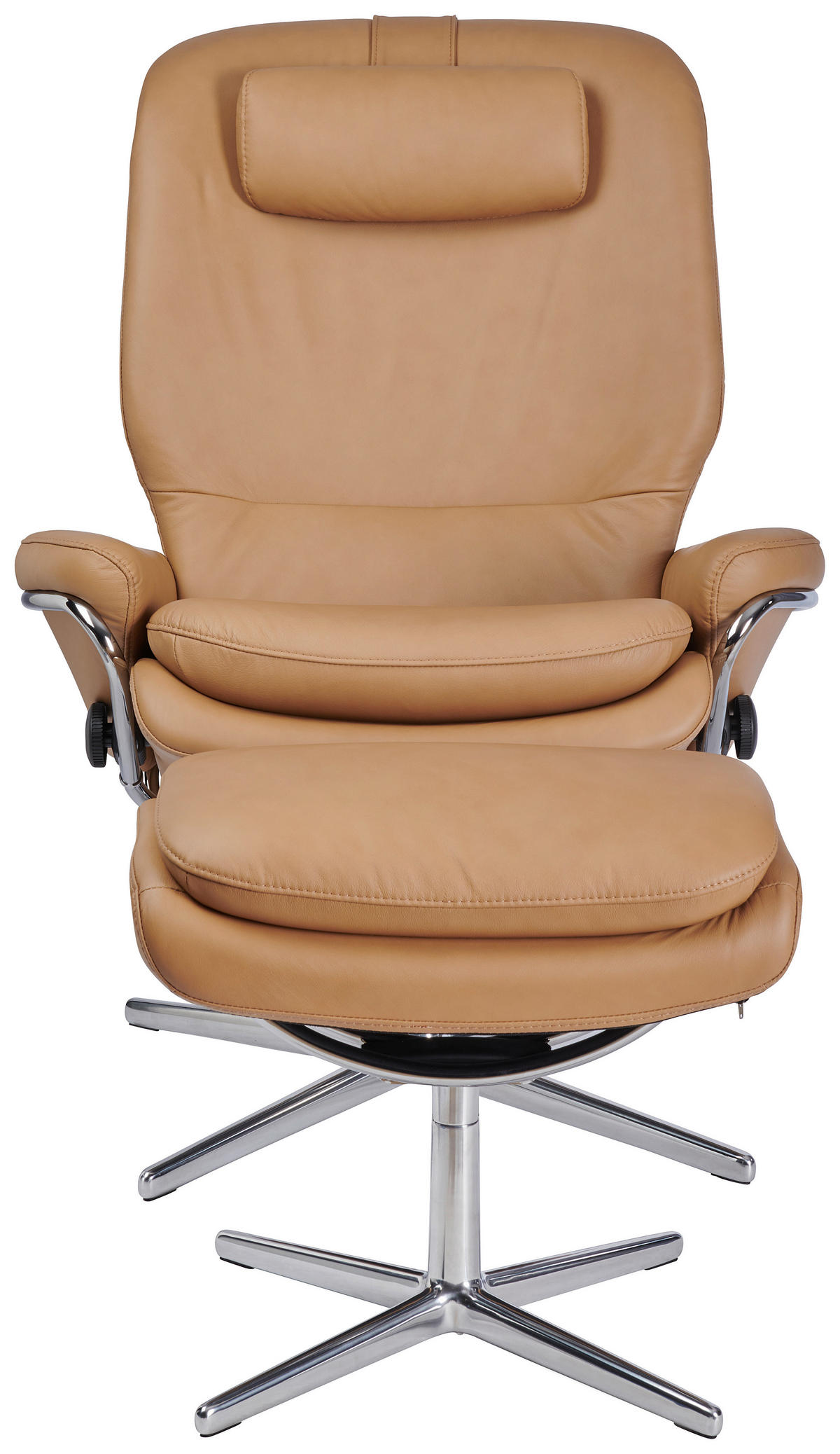 RELAXSESSELSET in Leder Hellbraun  - Chromfarben/Hellbraun, Design, Leder/Metall (82/111/81cm) - Stressless