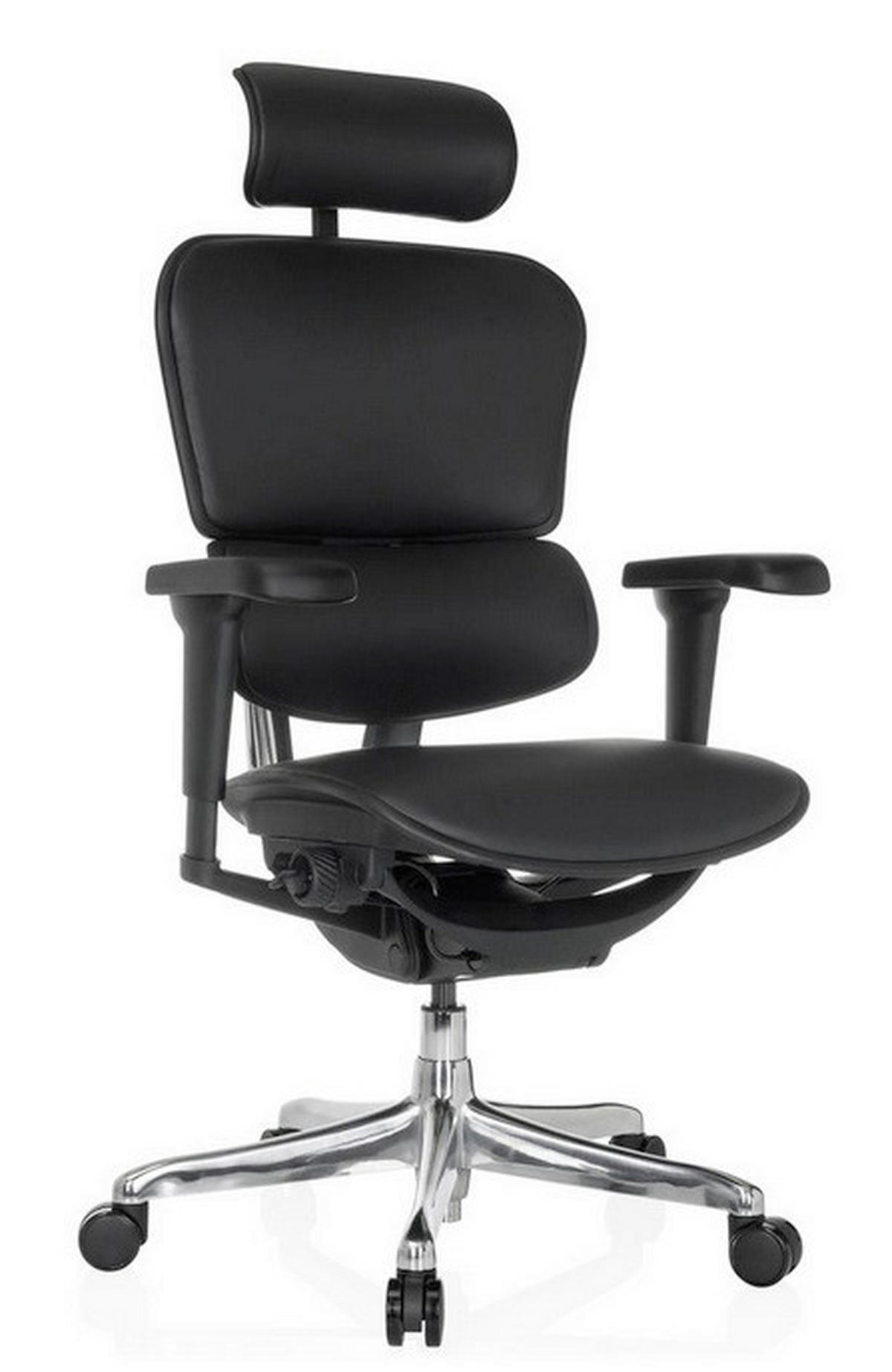 DREHSTUHL Schwarz  - Silberfarben/Schwarz, MODERN, Leder/Kunststoff (65/114-132/60cm) - MID.YOU