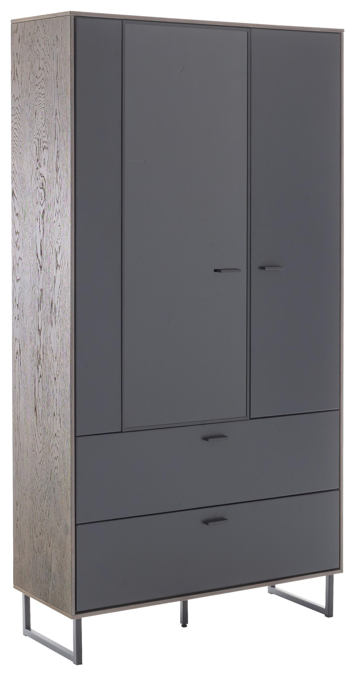 VITRINE in furniert Eiche Schwarz, Eichefarben  - Eichefarben/Anthrazit, Design, Glas/Holz (98/185/37cm) - MID.YOU