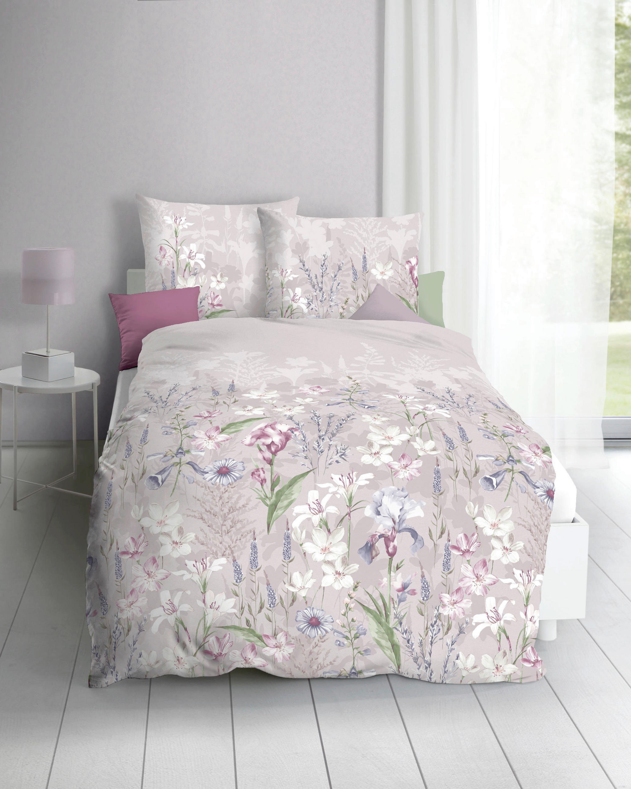 POSTELJNINA Lily 140/200 cm bombažni flanel sivovijolična  - sivovijolična, Konvencionalno, tekstil (140/200cm) - Kaeppel