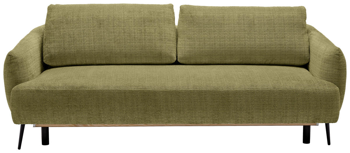 BÄDDSOFFA i chenille olivgrön  - olivgrön/svart, Klassisk, metall/textil (228/75/98cm) - MID.YOU