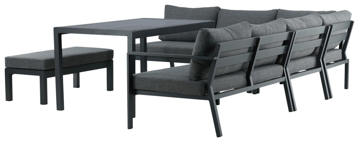 DINING-LOUNGESET  - Schwarz/Grau, KONVENTIONELL, Textil/Metall (294/210cm) - Gardenson