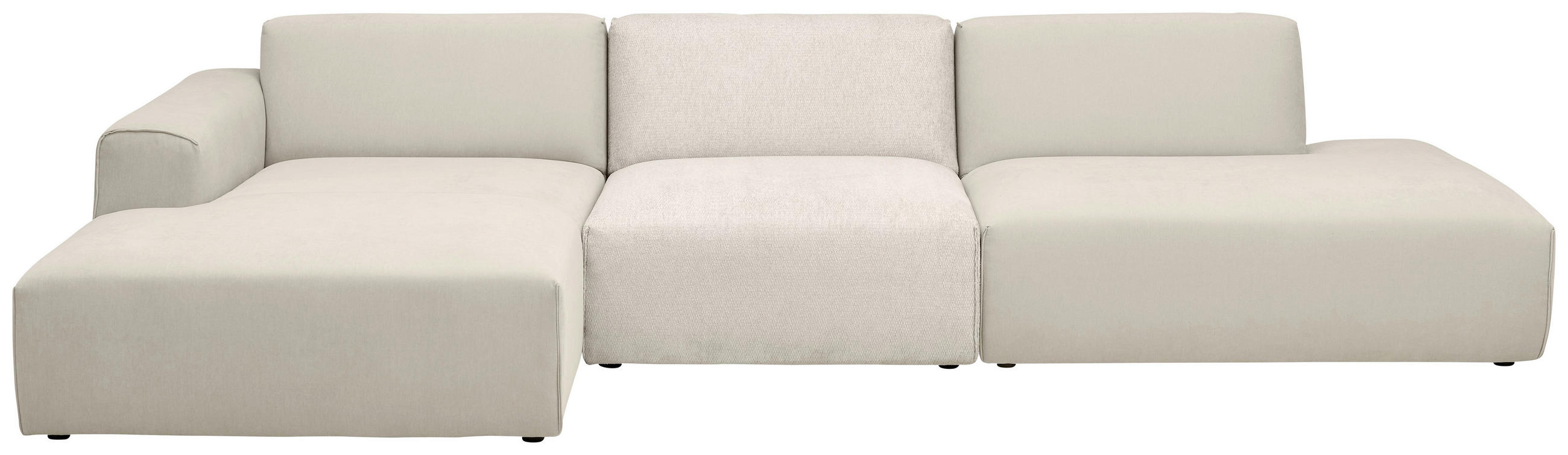 ECKSOFA Silberfarben, Perlmutt Chenille, Flachgewebe Rücken echt  - Silberfarben/Perlmutt, KONVENTIONELL, Kunststoff/Textil (165/342cm) - SetOne by Musterring