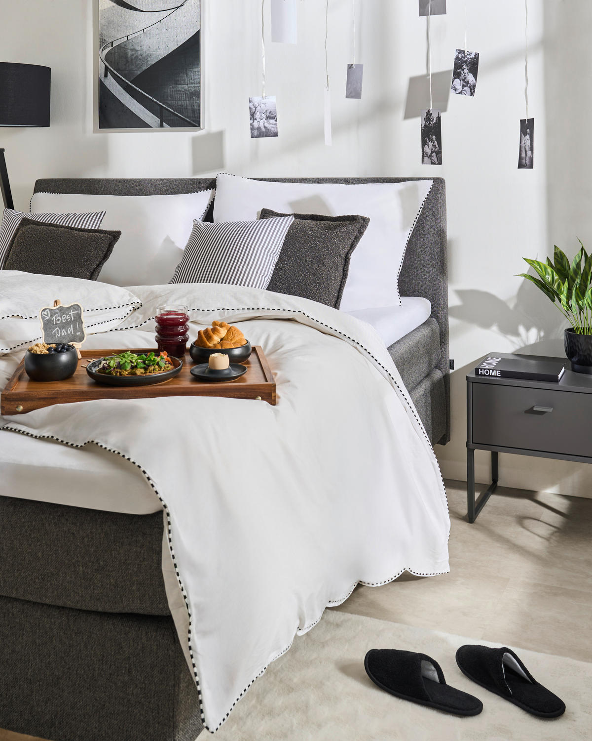 BOXSPRINGBETT 180/200 cm  in Grau  - Schwarz/Grau, KONVENTIONELL, Holz/Textil (180/200cm) - Jensen